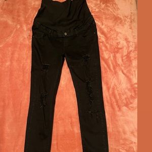 Maternity Black Ripped Skinny Jeans